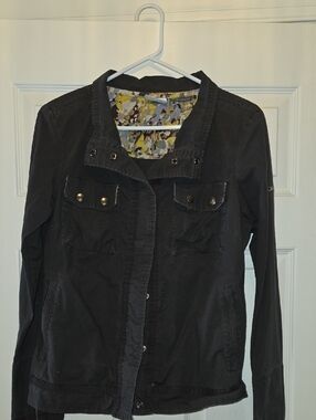Columbia Black Utility Jacket with Patterned Lining